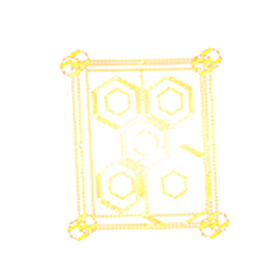 The Shield upgrade icon: a gold wireframe panel of honeycomb cells inside a bolted frame.